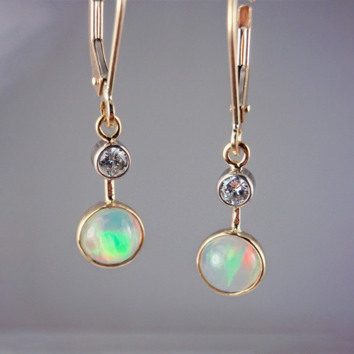 Custom Opal & Diamond Earrings