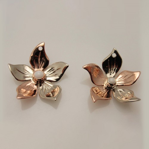 Custom Bicolor Flower Earring Jackets