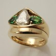 Custom Diamond & Mint Garnet Wedding Set