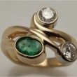 Custom Emerald & Diamond Three Stone Ring