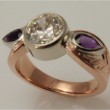 Custom Diamond & Amethyst Bezel Set Ring