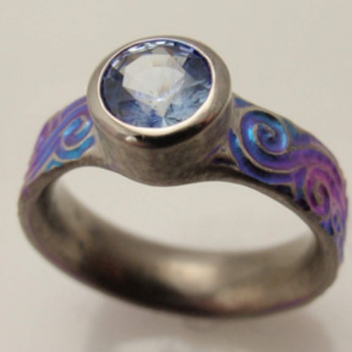 Custom Titanium Solitaire Ring