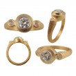 Custom Three Stone Bezel Set Diamond Ring