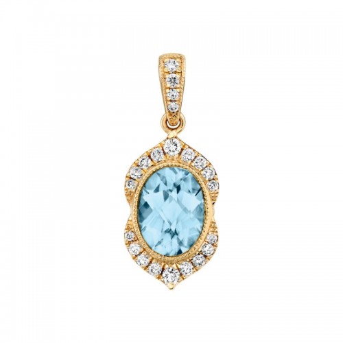 Aquamarine 14K Yellow Gold Pendant