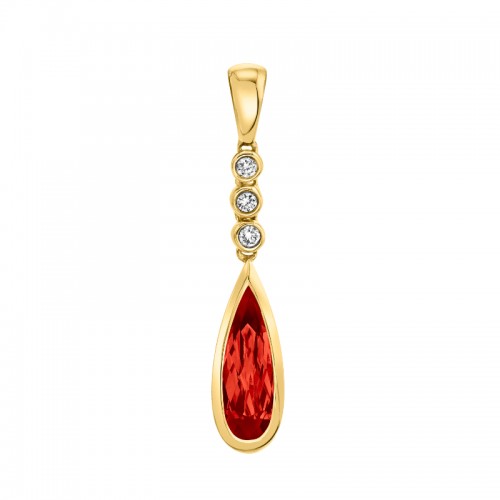 Garnet and Diamond Drop Pendant
