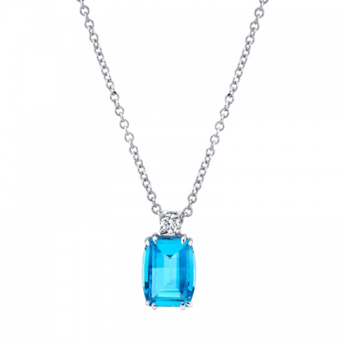 Sky Blue Topaz and Gold Pendant