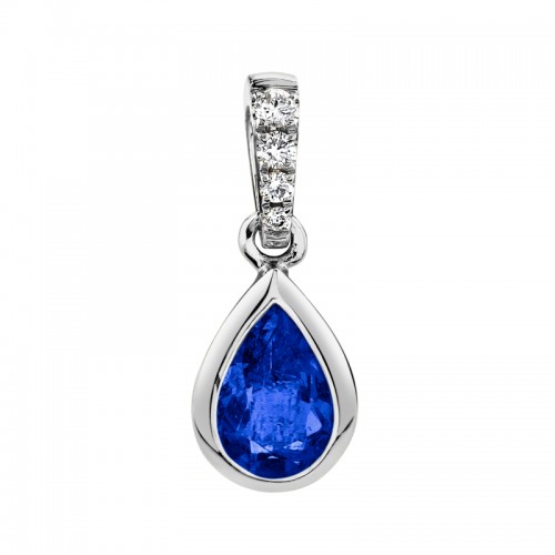 Sapphire and Diamond Teardrop Pendant