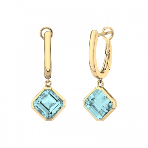 Modern Aquamarine and Gold Earrings