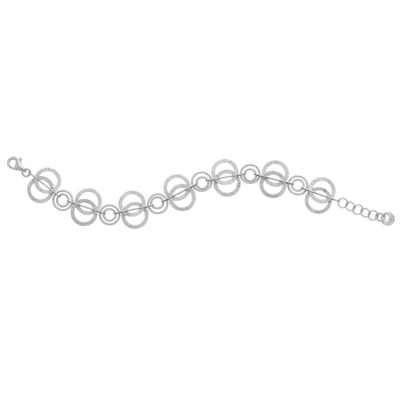 925 Silver Textures And Diamond-Cut Multi Circle Bracelet 7