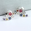 Rainbow Sapphire Cluster Earrings