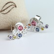 Rainbow Sapphire Cluster Earrings