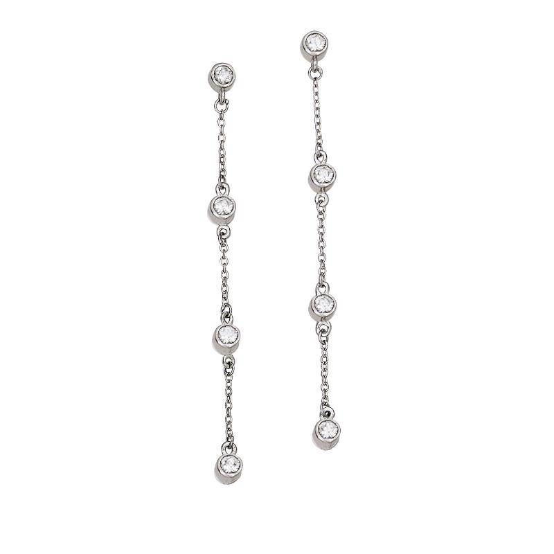 925 Silver Clear Cz By The Yard Earrings