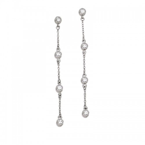 925 Silver Clear Cz By The Yard Earrings