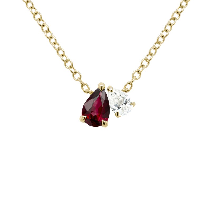 Ruby & Diamond 2-Stone Pendant