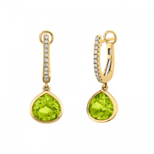 Peridot 14K Yellow Gold Huggies