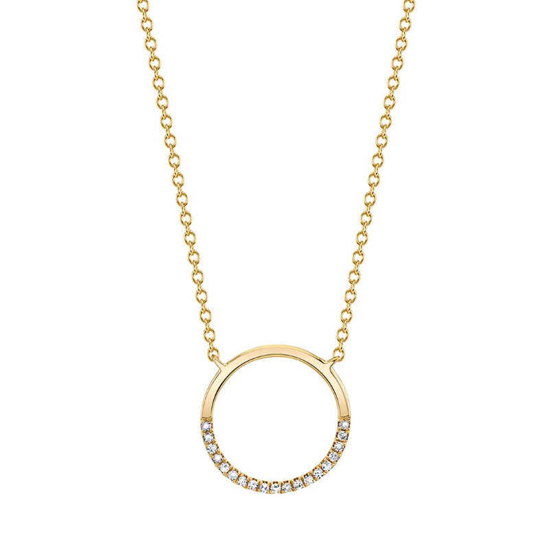 Gold and Diamond Circle Necklace