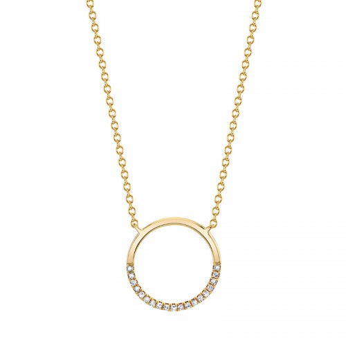 Gold and Diamond Circle Necklace