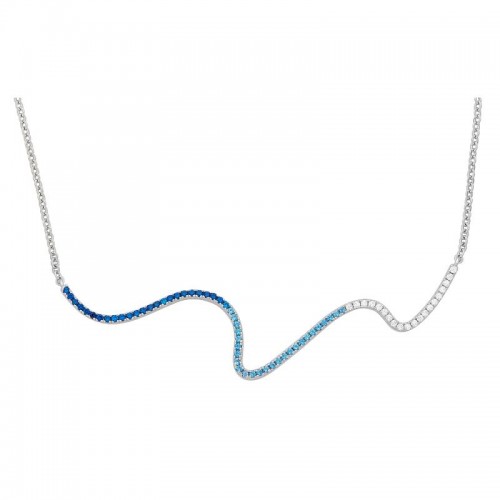 925 Sterling Silver Squiggle Line Necklace 16