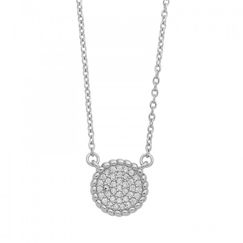 925 Silver 9Mm Pave Circle Cz Necklace 16