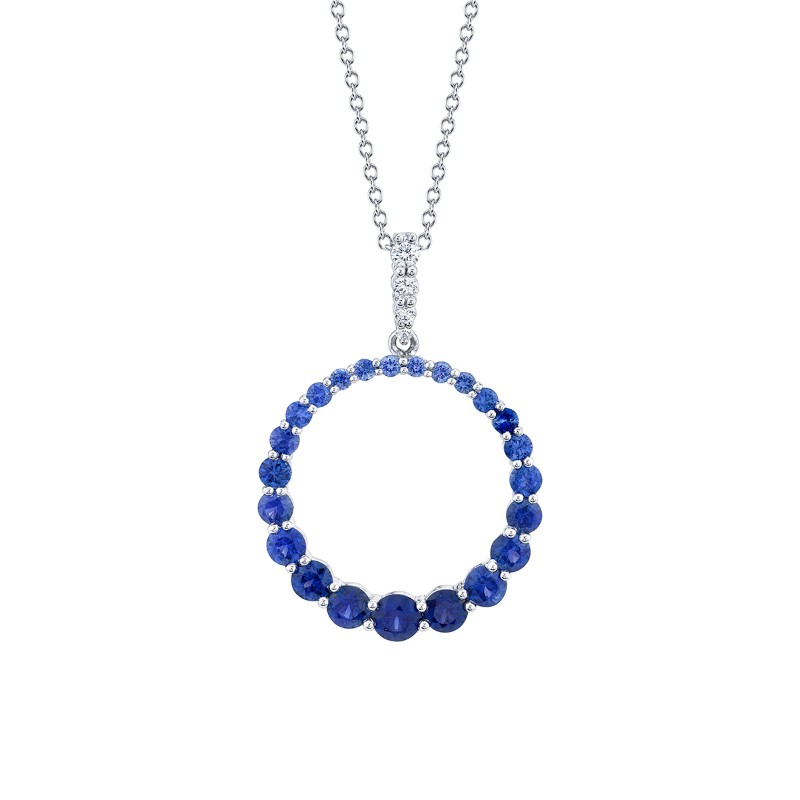 Gradiated Sapphire Circle Pendant