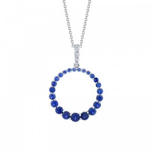 Gradiated Sapphire Circle Pendant