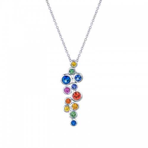 Rainbow Sapphire Cluster Pendant