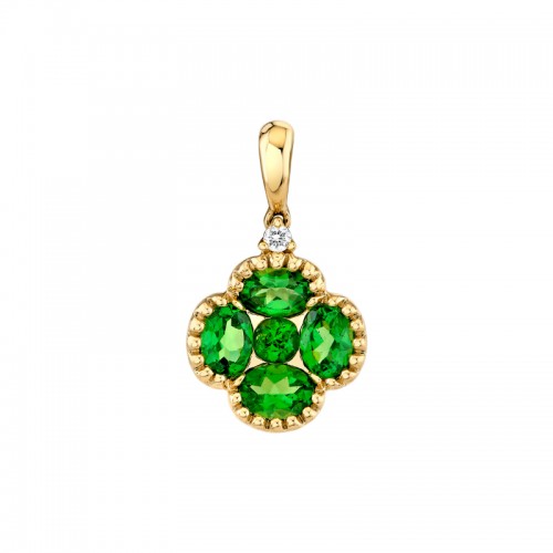 Gold and Tsavorite Clover Necklace
