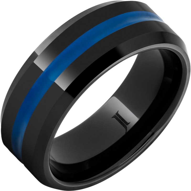 Thin Blue Line - Black Diamond Ceramic&trade; Ring