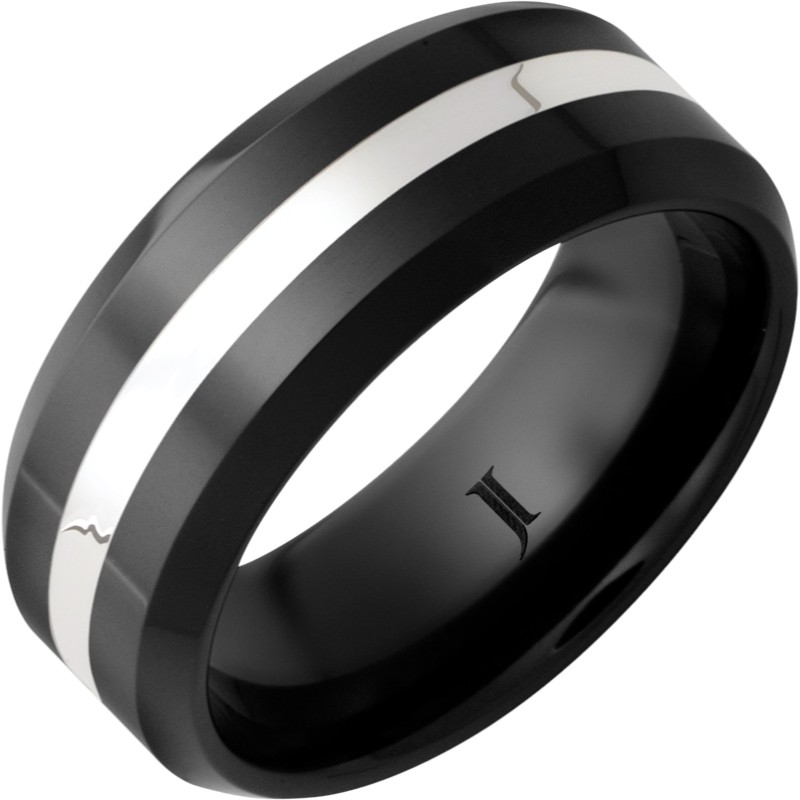 Black Diamond Ceramic&trade; Ring with Sterling Silver Inlay