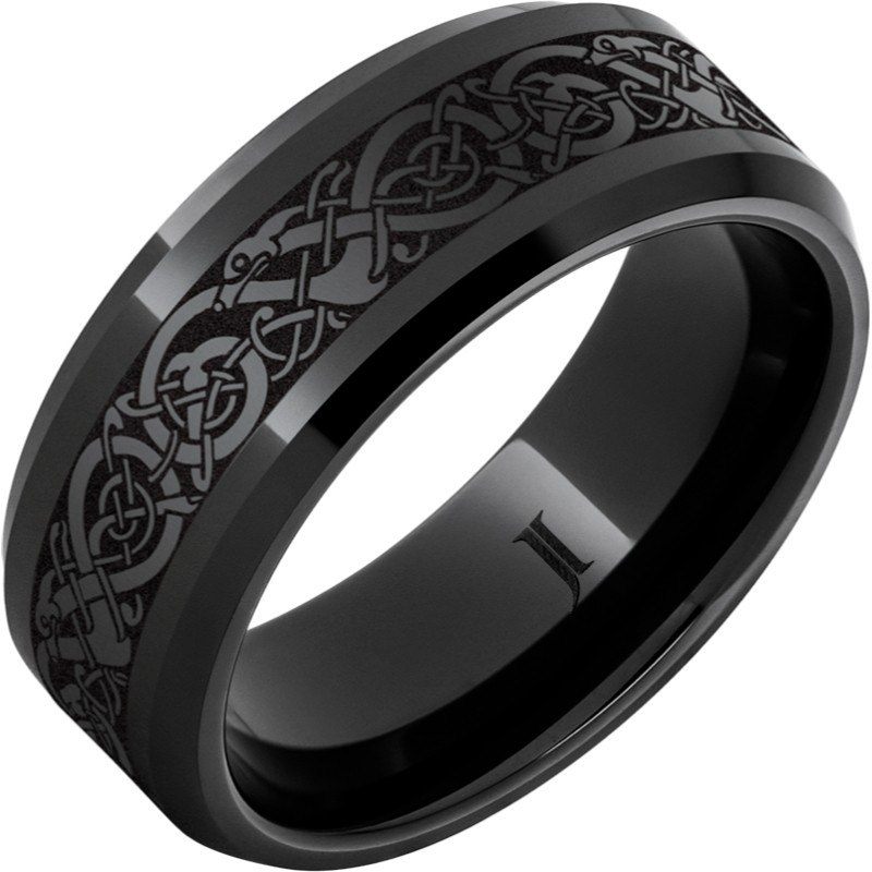 The Viking ? Black Diamond Ceramic - Engraved Ring