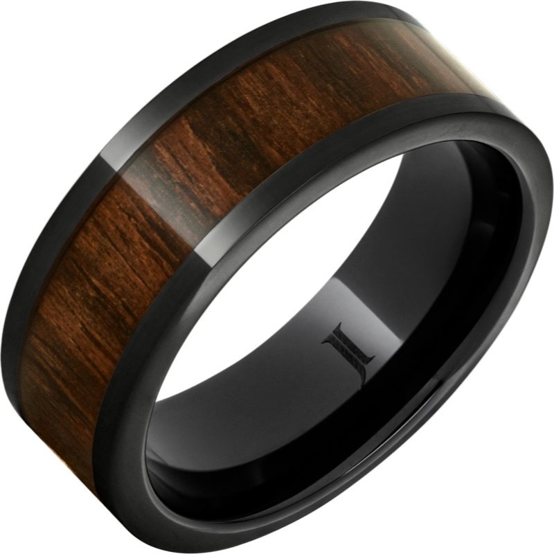 Black Diamond Ceramic&trade; Ring with Bocote Wood Inlay