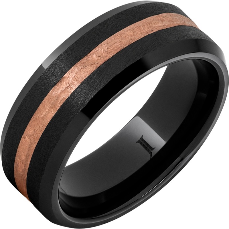 Black Diamond Ceramic&trade; Ring with 14k Rose Gold Inlay