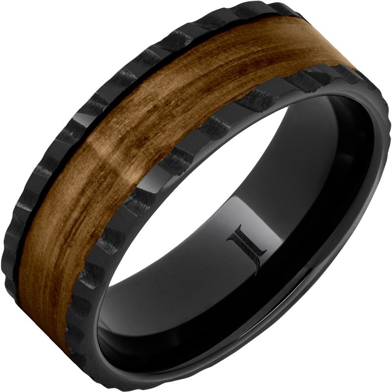 Barrel Aged&trade; Black Diamond Ceramic&trade; Ring with Bourbon Wood Inlay