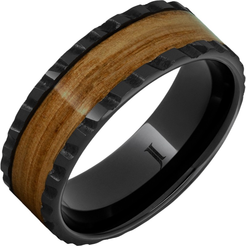 Barrel Aged&trade; Black Diamond Ceramic&trade; Ring with Single Malt Scotch Wood Inlay