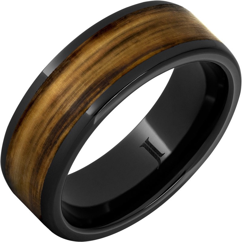 Barrel Aged&trade; Black Diamond Ceramic&trade; Ring with Bourbon Wood Inlay