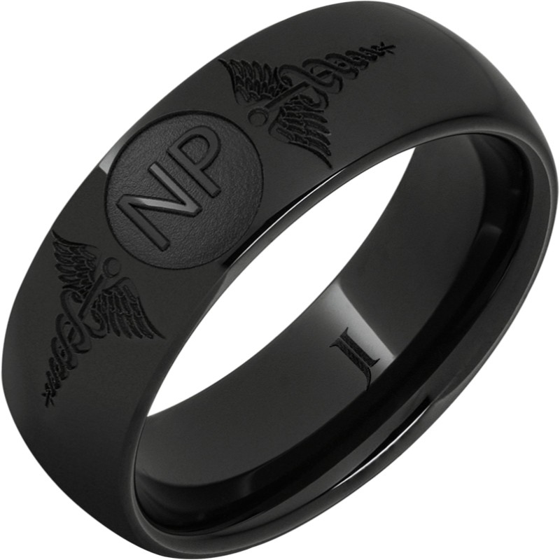 Black Diamond Ceramic&trade; Ring With Caduceus - Nurse Practitioner