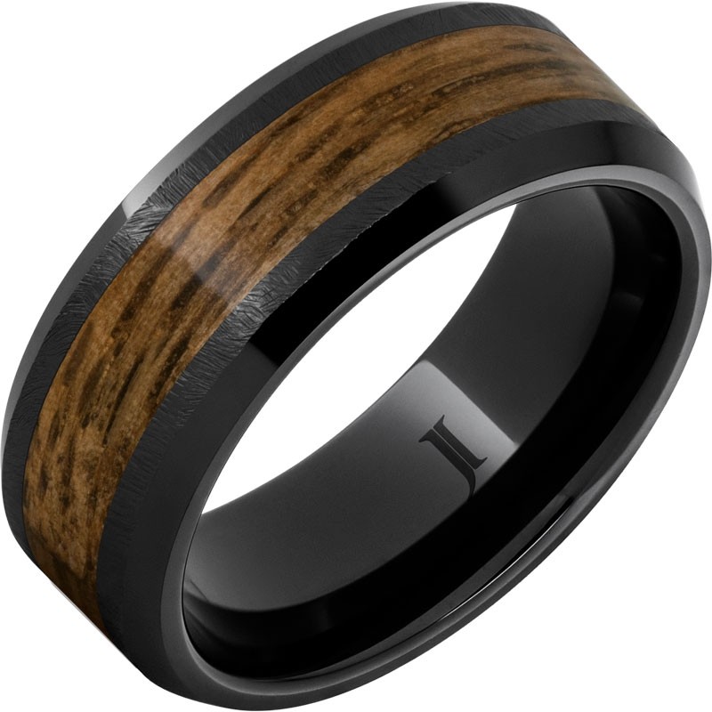 Barrel Aged&trade; Black Diamond Ceramic&trade; Ring with Bourbon Barrel Inlay
