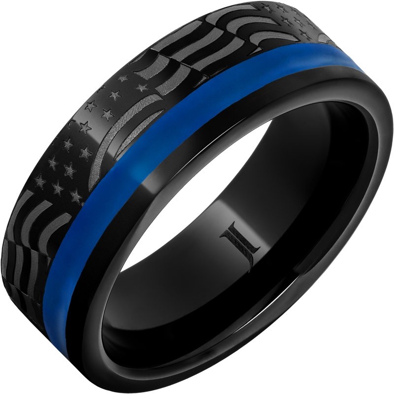 Old Glory - Enamel Inlay Black Diamond Ceramic&trade; Ring