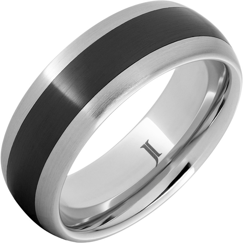 Serinium&reg; Ring with Black Ceramic Inlay and Satin Finish