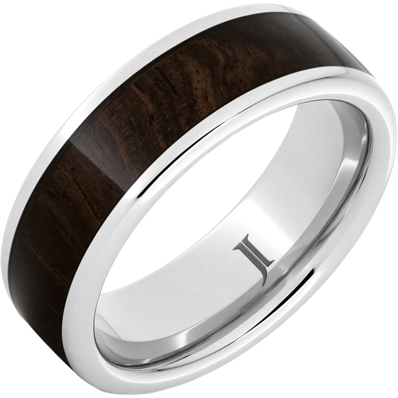 Serinium?Men's Ring with African Blackwood Inlay