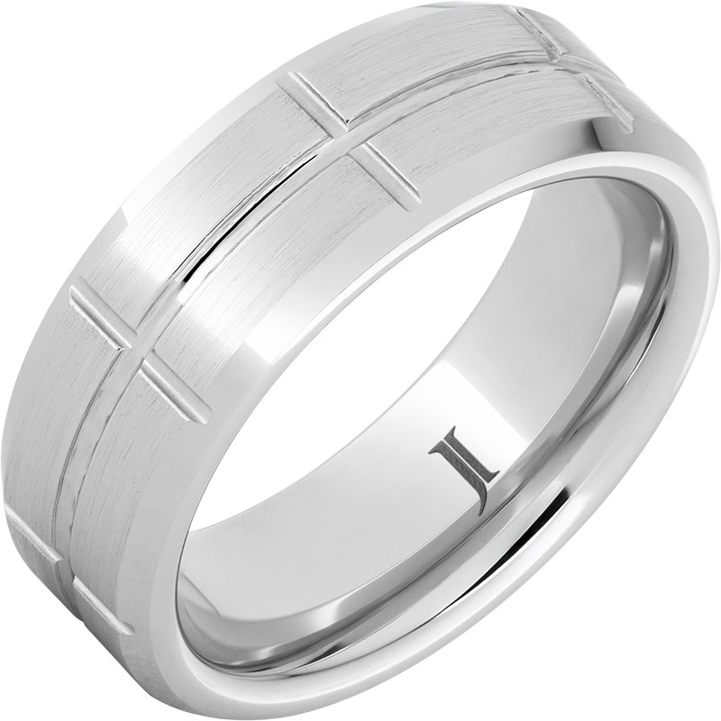 Grid - Satin Finish Grid Pattern Serinium&reg; Ring
