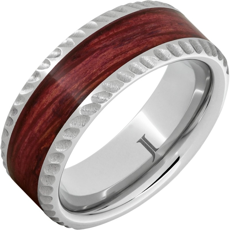 Barrel Aged&trade; Serinium Ring with Cabernet Inlay and Notched Edge