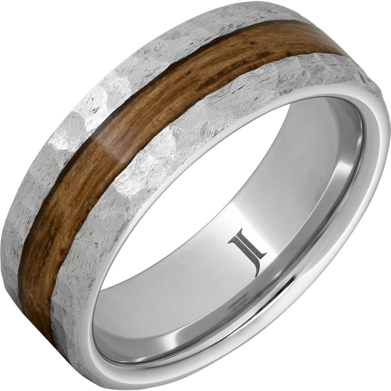 Barrel Aged&trade; Serinium&reg; Ring with Bourbon Inlay and Moon Crater Finish