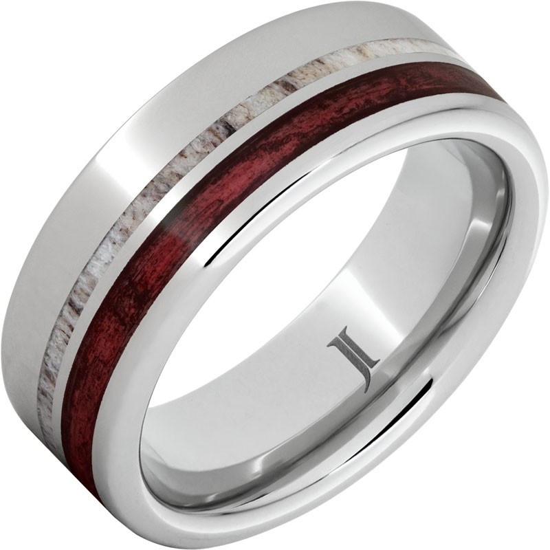Barrel Aged&trade; Serinium&reg; Ring with Cabernet Wood and Antler Inlays