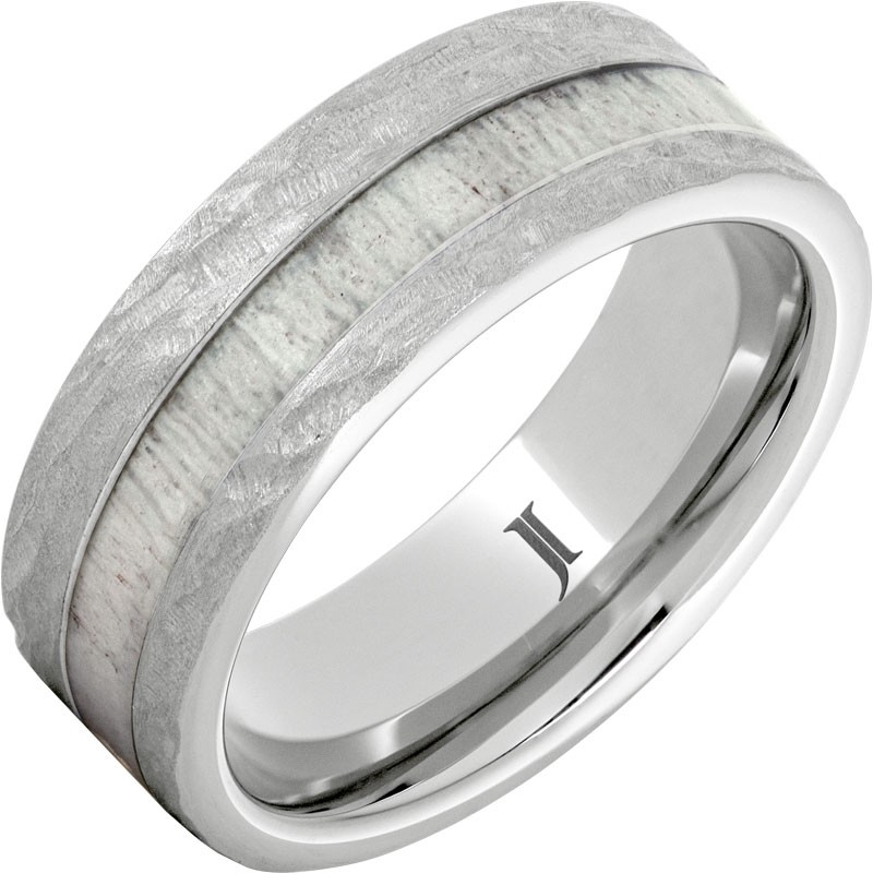 Serinium&reg; Ring with Antler Inlay and Treebark Finish