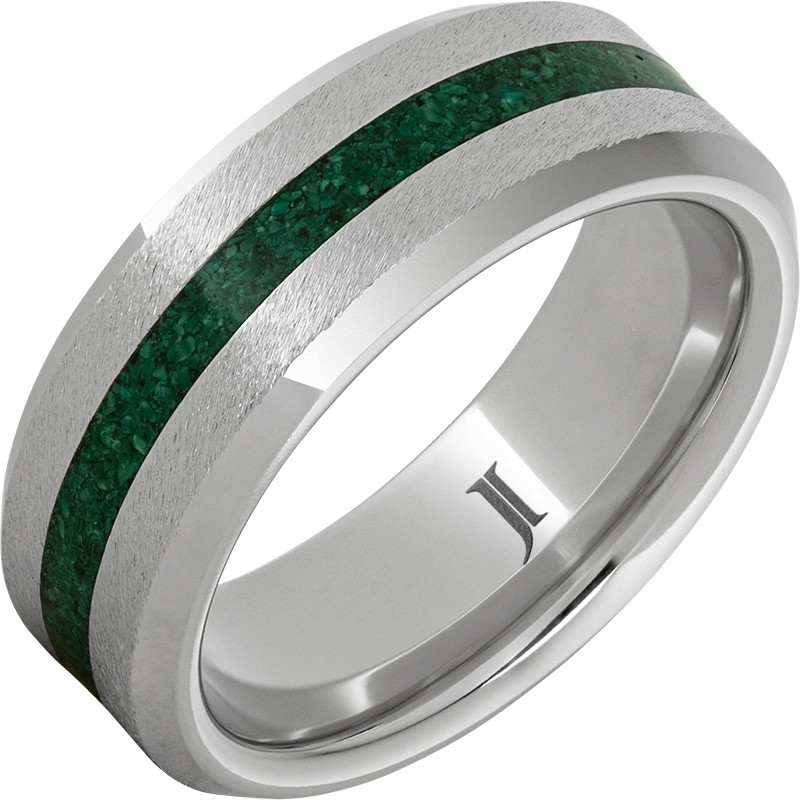 Serinium&reg; Ring with Malachite Inlay and Grain Finish