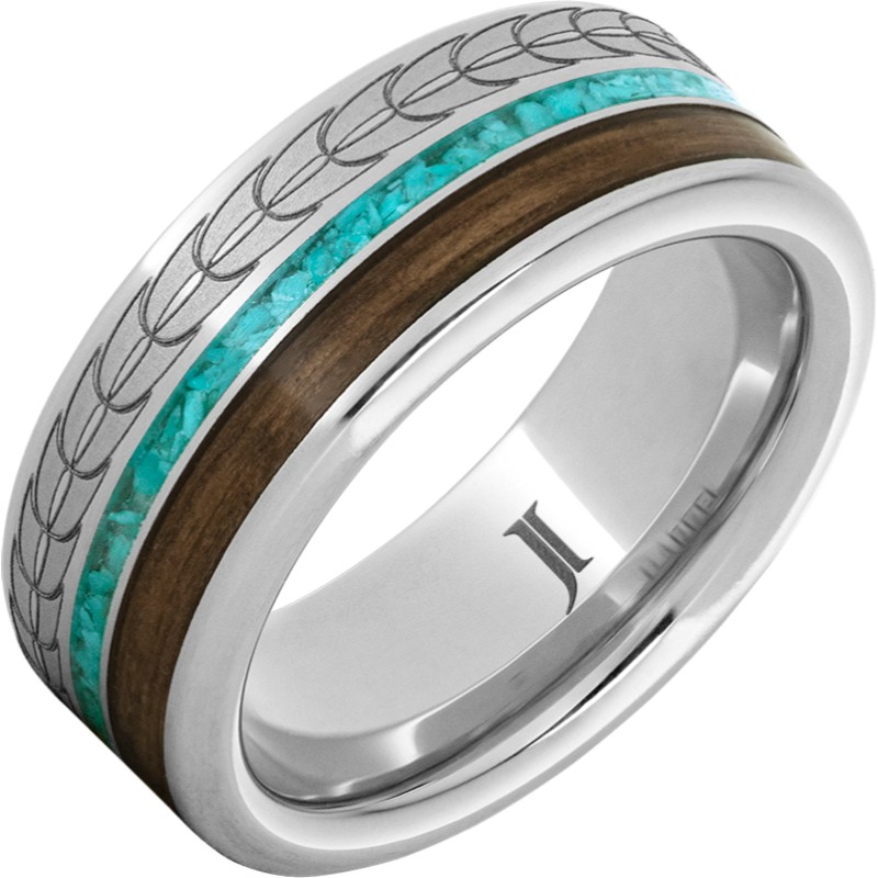 Barrel Aged - Serinium?Ring with Turquoise and Bourbon Inlays