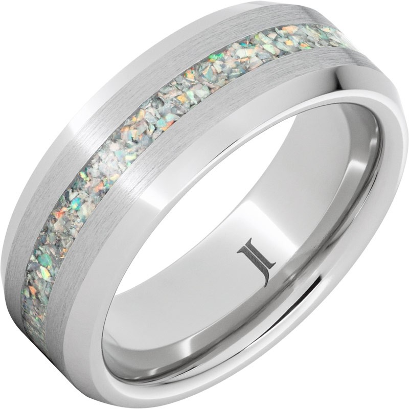 Serinium&reg; Ring with Crushed Opal Inlay and Satin Finish