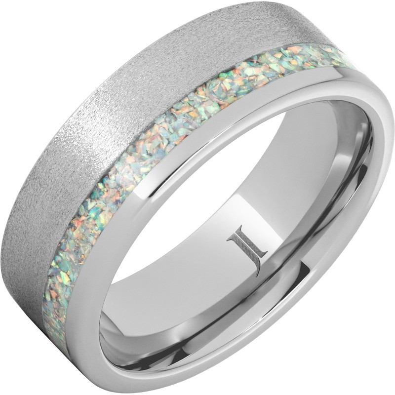 Serinium&reg; Ring with Opal Inlay and Stone Finish