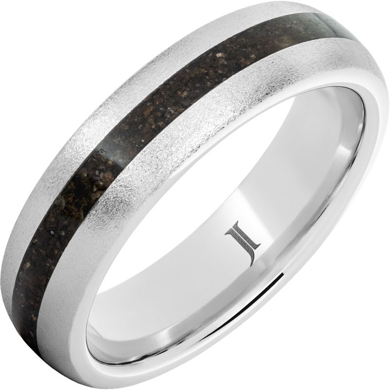Serinium&reg; Ring with Grey Dinosaur Fossil Bone Inlay